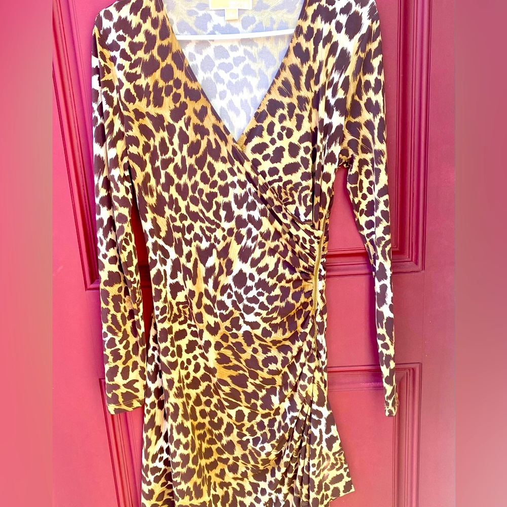 Leopard Wrap Dress Michael Kors Animal Print Dress Sz 6 Michael by Michael Kors